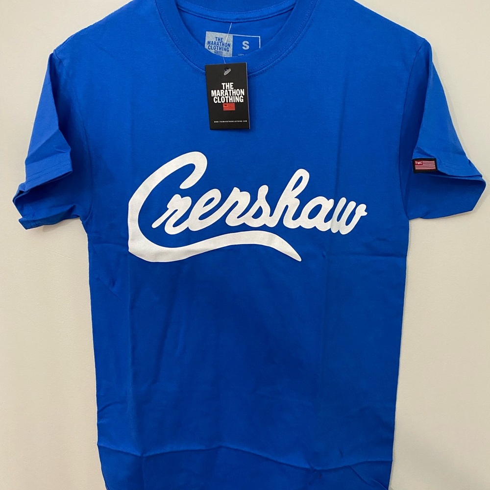 The Marathon Clothing Crenshaw Script Tee - Blue & White